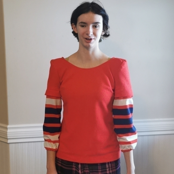 Vintage 1970s Red Polyester Shirt Union Made Medium - Picture 3 of 8